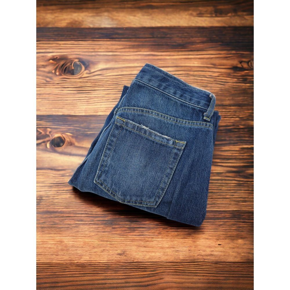 Free People We the Free Maggie Ripped Hems Crop Straight Leg Blue Denim Jeans 26